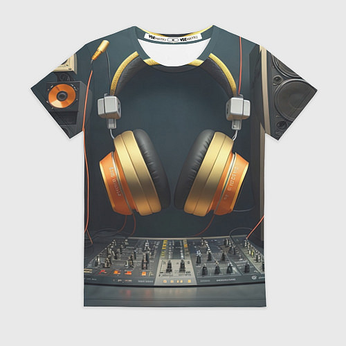 Женская футболка Золотые наушники / 3D-принт – фото 1