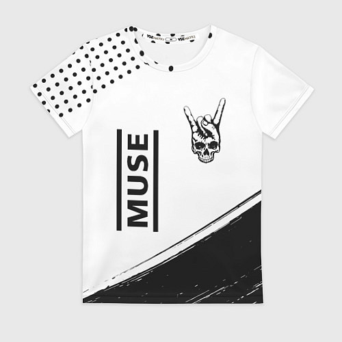 Женская футболка Muse и рок символ на светлом фоне / 3D-принт – фото 1