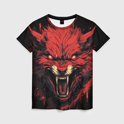 Женская футболка Red wolf / 3D-принт – фото 1