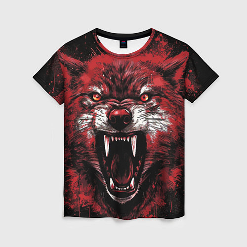 Женская футболка Red wolf / 3D-принт – фото 1