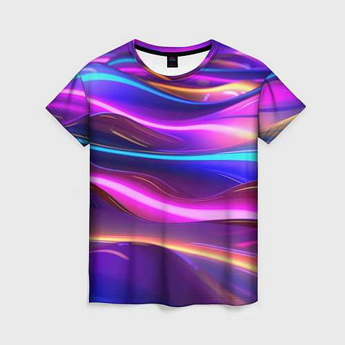 Женская футболка Неоновые волны / 3D-принт – фото 1