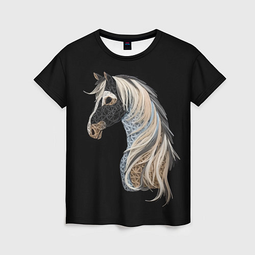 Женская футболка Вышивка Лошадь / 3D-принт – фото 1