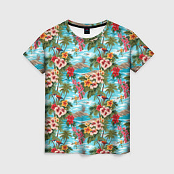 Женская футболка Разноцветные гавайские цветы