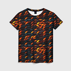 Женская футболка Black orange texture