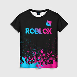 Футболка женская Roblox - neon gradient: символ сверху, цвет: 3D-принт