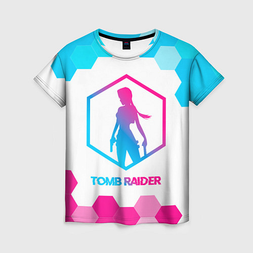 Женская футболка Tomb Raider neon gradient style / 3D-принт – фото 1