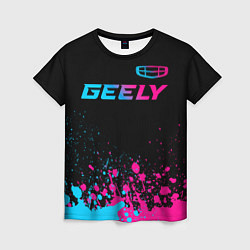 Футболка женская Geely - neon gradient: символ сверху, цвет: 3D-принт