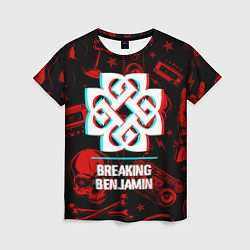 Футболка женская Breaking Benjamin rock glitch, цвет: 3D-принт