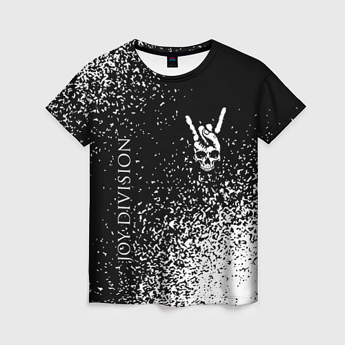 Женская футболка Joy Division и рок символ на темном фоне / 3D-принт – фото 1