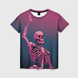 Футболка женская Розовый скелет, цвет: 3D-принт