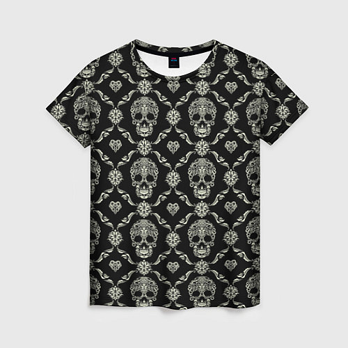 Женская футболка Узор с черепами Pattern with skulls / 3D-принт – фото 1