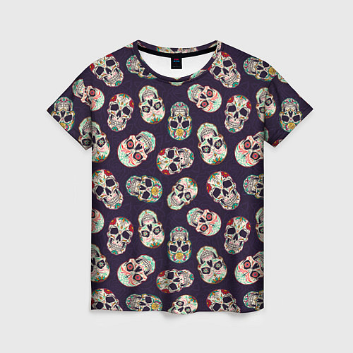 Женская футболка Узор с черепами Pattern with skulls / 3D-принт – фото 1