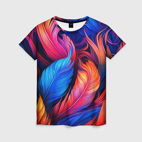 Женская футболка Экзотические перья / 3D-принт – фото 1