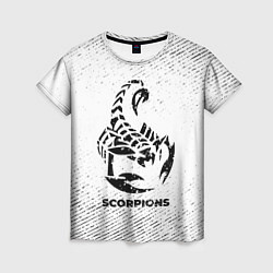Футболка женская Scorpions с потертостями на светлом фоне, цвет: 3D-принт
