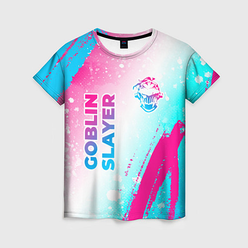 Женская футболка Goblin Slayer neon gradient style: надпись, символ / 3D-принт – фото 1