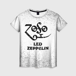 Футболка женская Led Zeppelin с потертостями на светлом фоне, цвет: 3D-принт