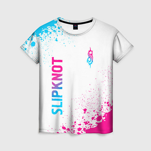 Женская футболка Slipknot neon gradient style: надпись, символ / 3D-принт – фото 1
