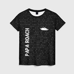 Женская футболка Papa Roach glitch на темном фоне: надпись, символ