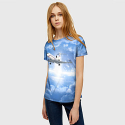Футболка женская Ту-154 в морозном небе, цвет: 3D-принт — фото 2