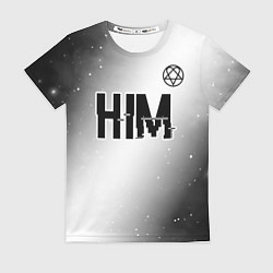 Футболка женская HIM glitch на светлом фоне: символ сверху, цвет: 3D-принт