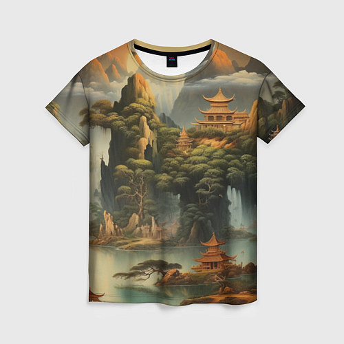 Женская футболка Пейзаж в китайском стиле / 3D-принт – фото 1