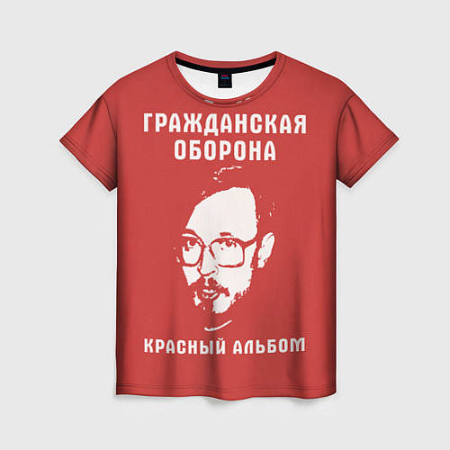 Женская футболка Егор Летов - красный альбом / 3D-принт – фото 1