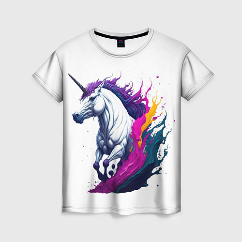 Женская футболка Единорог в красках / 3D-принт – фото 1