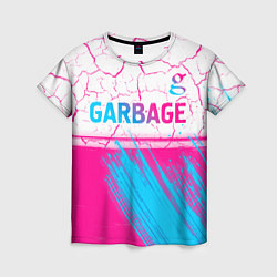 Женская футболка Garbage neon gradient style: символ сверху