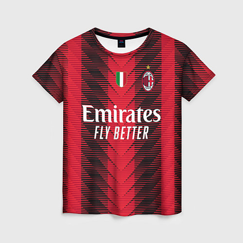 Женская футболка ФК Милан форма 2324 домашняя / 3D-принт – фото 1