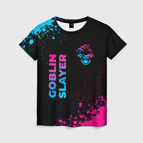 Женская футболка Goblin Slayer - neon gradient: надпись, символ / 3D-принт – фото 1