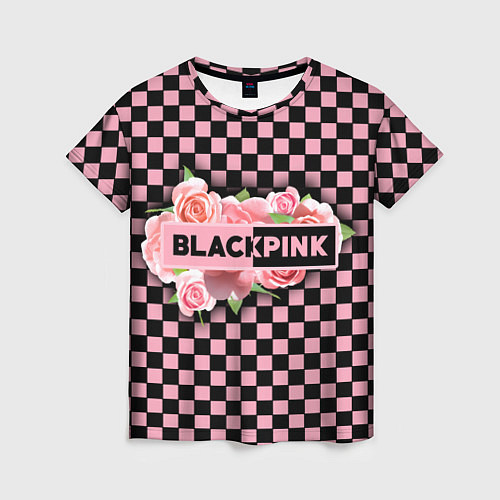 Женская футболка Blackpink logo roses / 3D-принт – фото 1