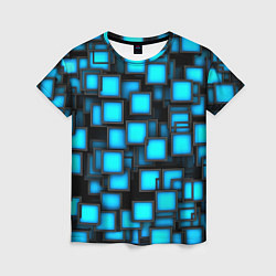 Женская футболка Геометрия - синие квадраты