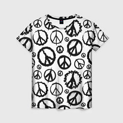 Женская футболка Many peace logo