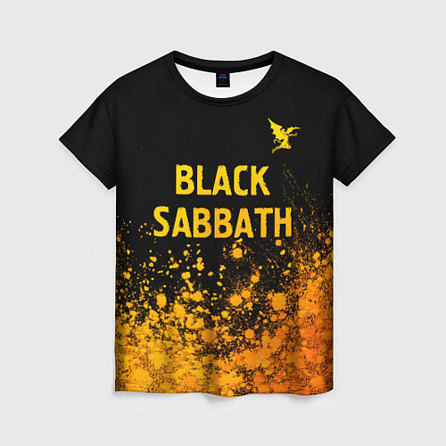 Женская футболка Black Sabbath - gold gradient: символ сверху / 3D-принт – фото 1