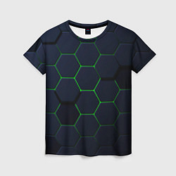 Женская футболка Honeycombs green