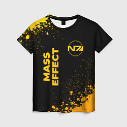 Женская футболка Mass Effect - gold gradient: надпись, символ