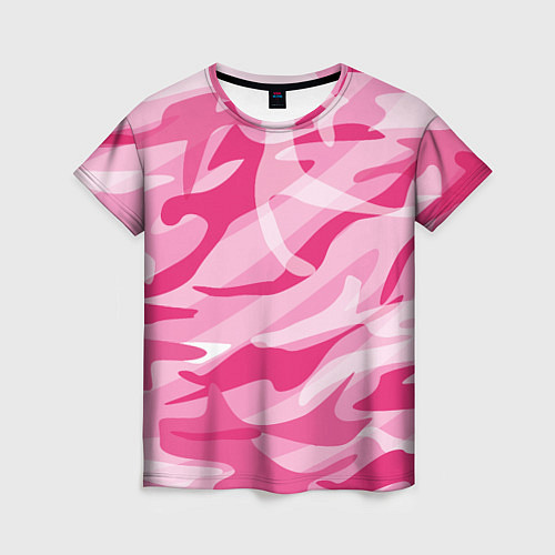 Женская футболка Камуфляж в розовом / 3D-принт – фото 1