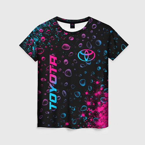 Женская футболка Toyota - neon gradient: надпись, символ / 3D-принт – фото 1