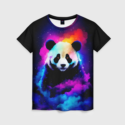 Женская футболка Панда и краски / 3D-принт – фото 1
