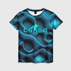 Футболка женская CS GO blue neon logo, цвет: 3D-принт