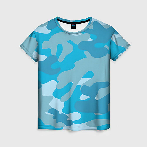 Женская футболка Камуфляж военный синий / 3D-принт – фото 1