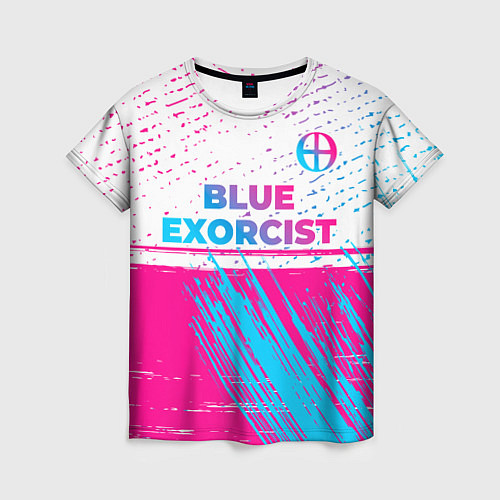 Женская футболка Blue Exorcist neon gradient style: символ сверху / 3D-принт – фото 1