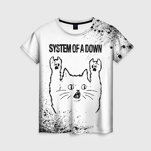 Женская футболка System of a Down рок кот на светлом фоне / 3D-принт – фото 1