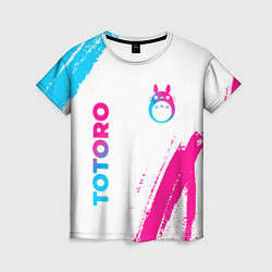 Женская футболка Totoro neon gradient style: надпись, символ