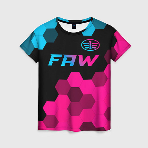 Женская футболка FAW - neon gradient: символ сверху / 3D-принт – фото 1