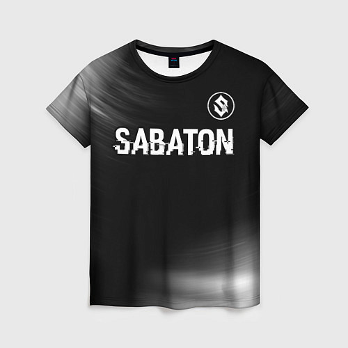 Женская футболка Sabaton glitch на темном фоне: символ сверху / 3D-принт – фото 1