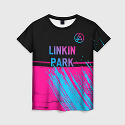 Футболка женская Linkin Park - neon gradient: символ сверху, цвет: 3D-принт