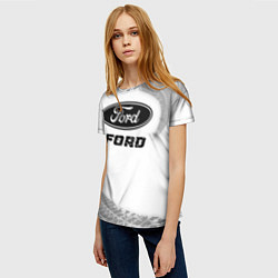 Футболка женская Ford speed на светлом фоне со следами шин, цвет: 3D-принт — фото 2