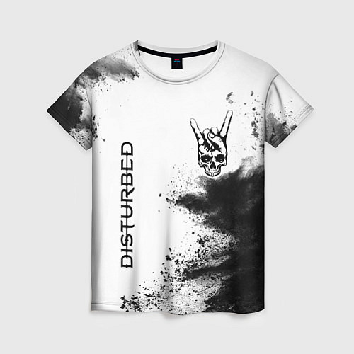 Женская футболка Disturbed и рок символ на светлом фоне / 3D-принт – фото 1