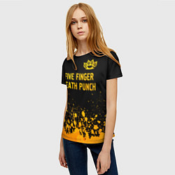 Футболка женская Five Finger Death Punch - gold gradient: символ св, цвет: 3D-принт — фото 2